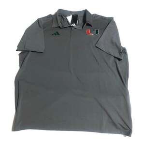 adidas Miami Hurricanes Ultimate365 Polo Golf Shirt Sideline Gray Mens Size 2XL